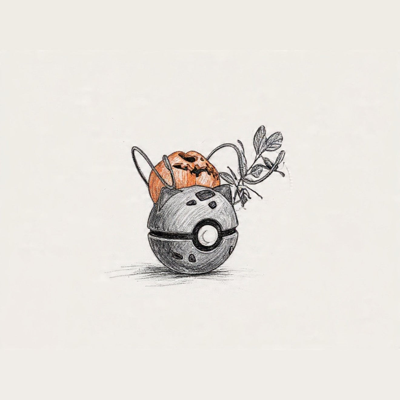 Poké Ball with floral design on a light gray background